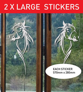 2 X Large Horse head decals in etched frosted vinyl sticker for Glass window