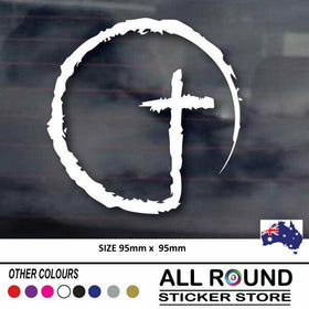 ROUND CROSS -  Christian religious Decal, Car Sticker, man cave sticker , bumper