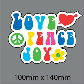 Hippy sticker love heart  peace  for car, laptop, fridge ,skateboard