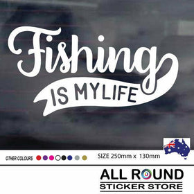 FISHING IS MY LIFE  Sticker Decal car Fish Tackle Boat 4x4 Window or Bumper stic