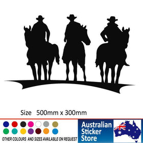Cowboy horse sticker decal, 3 cowboys on horseback