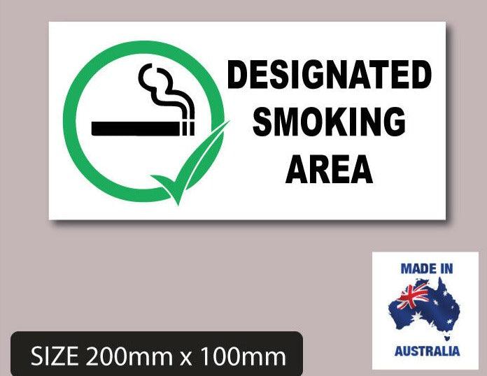 designated smoking sticker sign area 