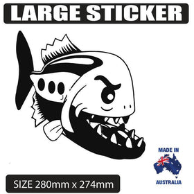 Large ANGRY FISH  Decal, boat fishing vinyl sticker Ute 4x4 caravan 001