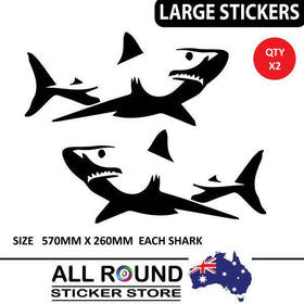 2 x Large Shark sticker decal for boat, car , camper, RV Motorhome 570mm