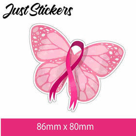 Butterfly with Cancer awareness ribbon  stickers , car sticker , bumper sticker