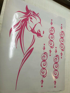 Horse head decal and scrolls set for horse float or horse trailer or or truck