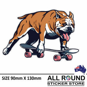 Bull dog sticker on skateboard