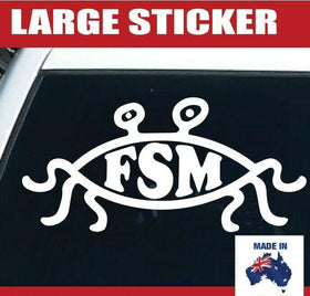 LARGE Flying Spaghetti Monster FSM in WHITE  atheist  Car Sticker Decal  popular