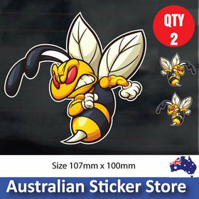 2 x angry_hornet , angry bee car sticker funny cute bee, laptop sticker