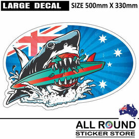 Australia-shark-sticker-with-Shark and flag- for Motorhome, boat, truck, ca
