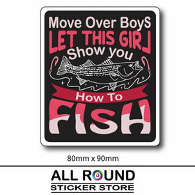 Funny Fishing GIRL Car Sticker Bumper sticker Fishing GIRLY BUMPER STICKER