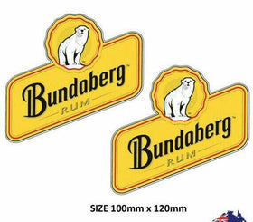 2 X Bundaberg Rum Bundy Bear Stickers  Camping Trailer Bar Fridge