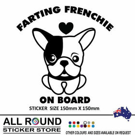 FARTING-FRENCHIE-ON-BOARD-CAR-STICKER-DECAL French bulldog sticker