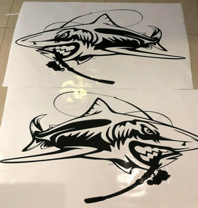 1m Large  Shark with fishing rod Sticker Decal  , for boat, Ute ,motorhome  qty2