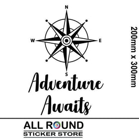 Adventure Awaits Compass  sticker decal RV Motorhome, 4X4, Boat , Caravan
