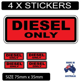 4 X Diesel Only Petrol Fuel Stickers red and black