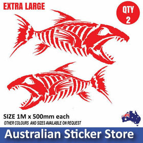 Angry skeleton fish sticker decal