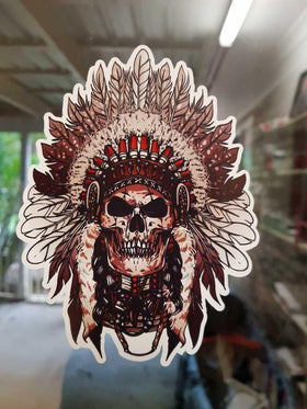 Skull Indian Skull Sticker  Motorbikedecal, bike, car , laptop, skateboard