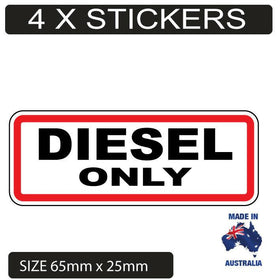 4 X Diesel Only Petrol Fuel Stickers