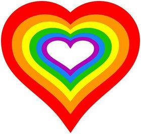 2 x Rainbow Love Heart  sticker decal car, skateboard, laptop