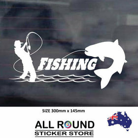 Fisherman catching big fish  -funny-fishing-car-sticker-popular-boating-camping-