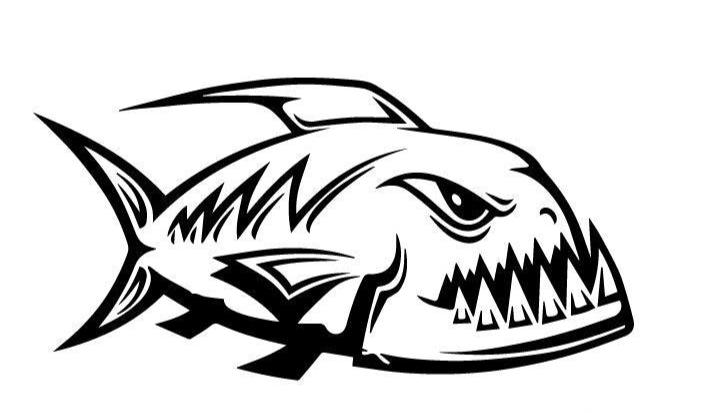 2 x Large ANGRY FISH Decal, boat fishing vinyl sticker Ute 4x4 caravan ...