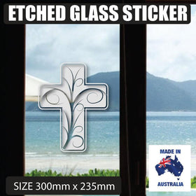 CROSS CHRISTIAN FROSTED ETCH GLASS SAFETY DOOR WINDOW STICKERS