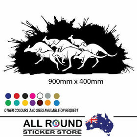 Large kangaroo sticker  decal in splatter design for , motorhome, 4x4 , trailer,