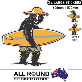 Large 60cm high Surf Bear Sticker decal for Motorhome, truck, ute, mini bus