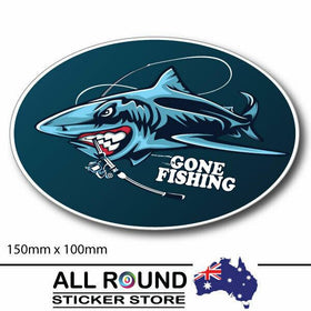 Gone Fishing Shark Funny Fishing DECAL, funny bumper sticker