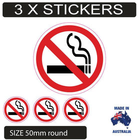 3 x NO SMOKING  Sticker popular 50mm round