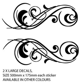 Pinstripe Scroll decorative swirl sticker set Truck & Horse Float ute vinyl