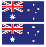 Australian flag decal stickers with a blue background, white stars, and red and white stripes.
