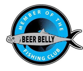 Member of the Beer Belly Fishing club sticker, funny fishing car sticker