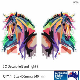 Colourful Horse Heads Sticker decal for Horse Trailer, float