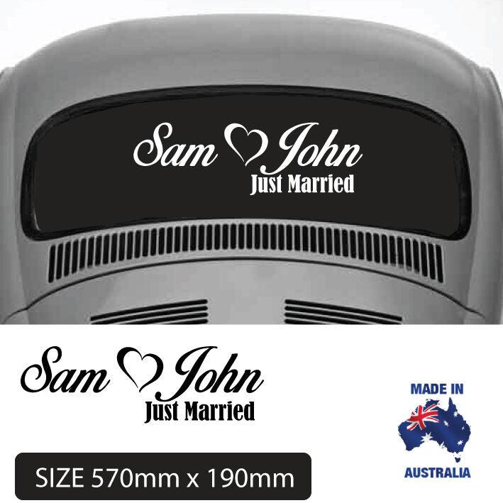 Customized Just Married Wedding Car Rear Window Vinyl Decal Sticker - Personalized Newlywed Decoration