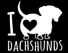 I love Dachshund vehicle sticker decal 160mm x 150mm