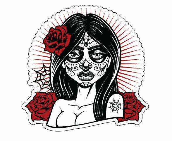 Day of the dead girl car decal