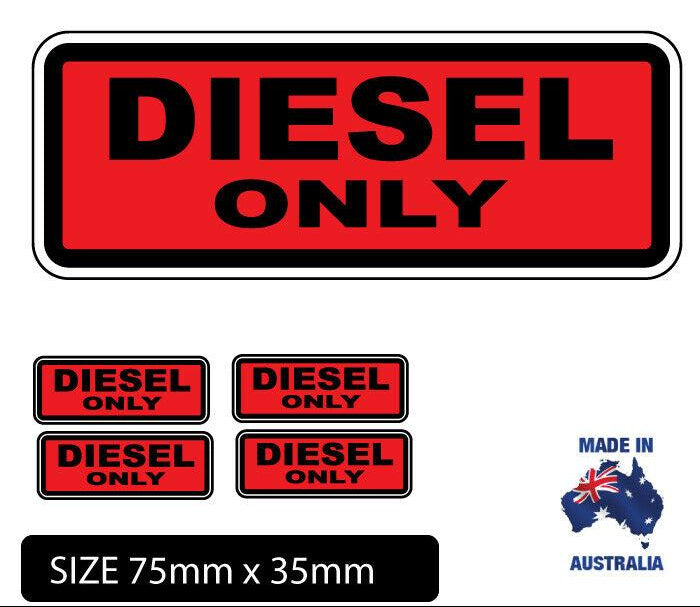 Diesel Only Fuel Stickers 12 Pack, Red and Black Laminated Decals for Tanks Generators Tools 75mm x 35mm  