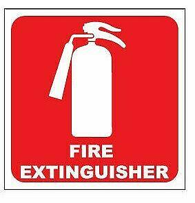 Fire Extinguisher Warning Sticker, 100mm High Quality Laminated Vinyl Safety Decal for Vehicle or Workplace
