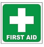 First Aid Sticker Warning Signs, Laminated Safety Decals for OH&S Compliance, Emergency First Aid Labels in 65mm or 100mm