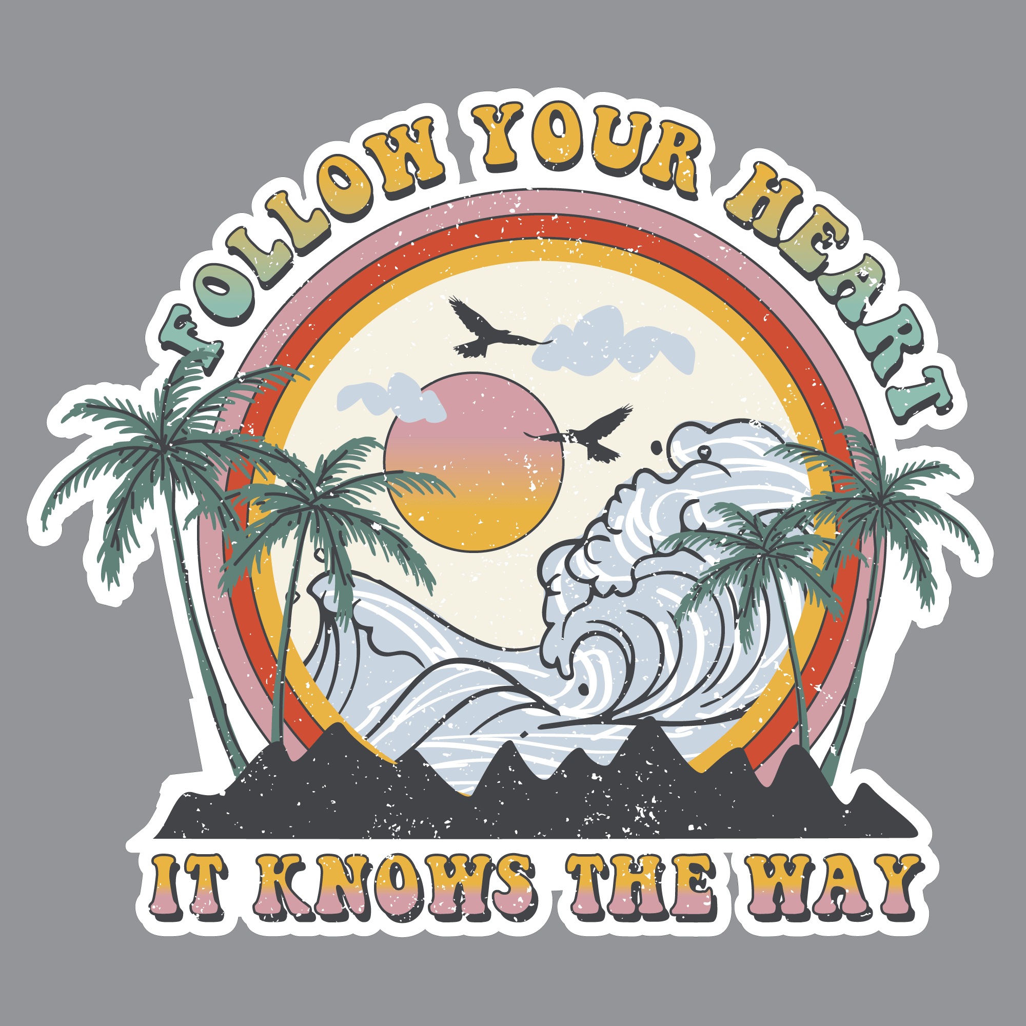 Follow your heart vanlife Van Motorhome vehicle sticker decal retro hippy - Mega Sticker Store