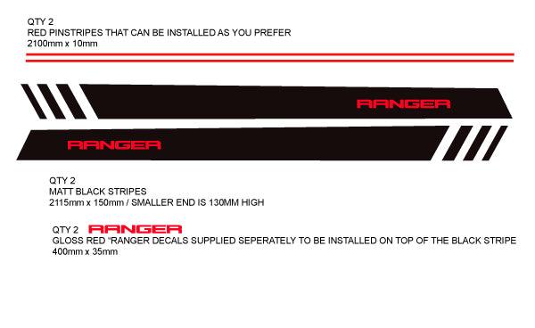 Ford Ranger Stripes, vehicle decals, pinstripes - Mega Sticker Store