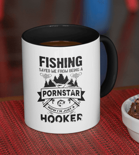 Funny fishing coffee mug hooker pornstar gift