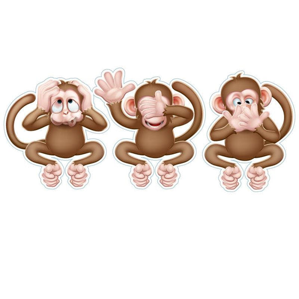 Hear see speak no evil sticker decal with monkeys - Mega Sticker Store