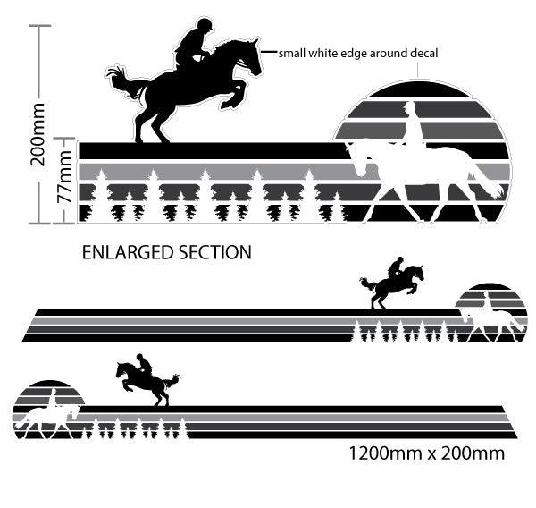 Horse Float stripe pinstripe decal trailer truck horse sticker 1200mm black and grey - Mega Sticker Store