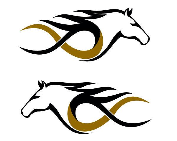 Horse head stripes for horse float, vehicle, horse trailer motorhome Horse decal stickers for Horse Float , Horse Trailer, vehicle - Mega Sticker Store