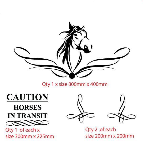 Horse Float Decal Set, Horses in Transit Vinyl Signage, Equestrian Trailer Truck Graphics, 7 Year Outdoor Vinyl