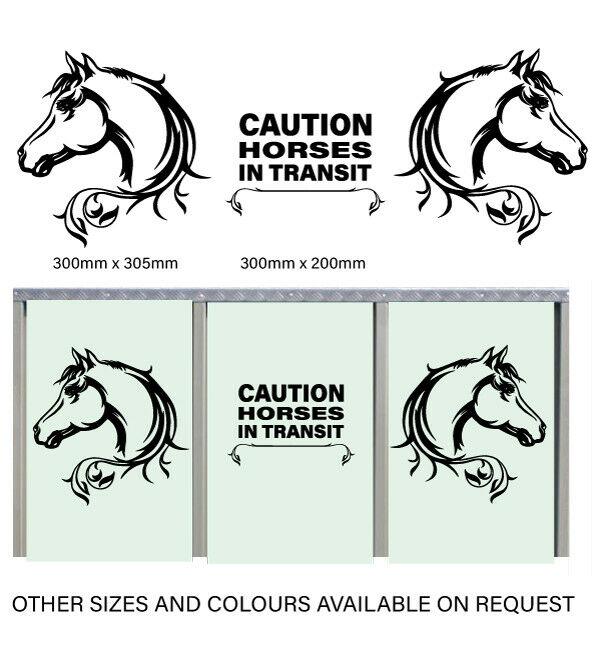 Horses in Transit Vinyl Decal Set, Horse Float Safety Stickers, Equestrian Trailer Truck Warning Signs 7 Year Vinyl