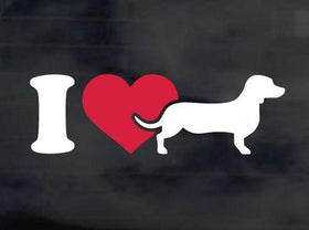 I love Dachshund sticker - red heart